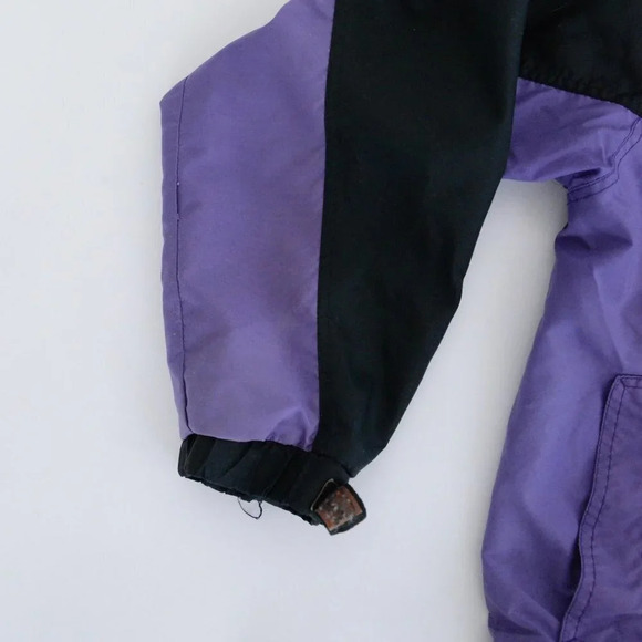 Vintage 90s Whitefish Bay Black And Purple Zip Up Windbreaker With Hidden Hood S - Picture 11 of 13
